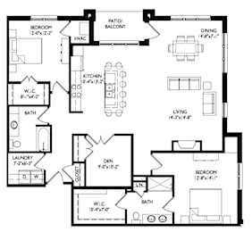 Floor Plan  A black and white floor plan of a house with labeled rooms.