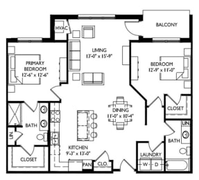 Floor Plan  a floor plan of a small house with bedrooms and a living room