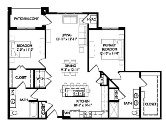 Floor Plan  a floor plan of a house with a combination of bedrooms and a living room