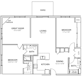 Floor Plan  A black and white image of a house floor plan.