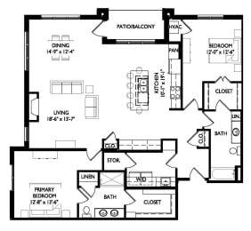 Floor Plan  a floor plan of a house with a combination of bedrooms and a living room
