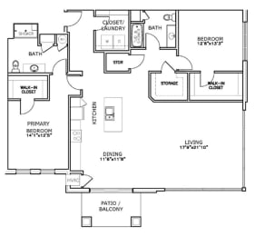 Floor Plan  a floor plan of a house with bedrooms and baths and a staircase