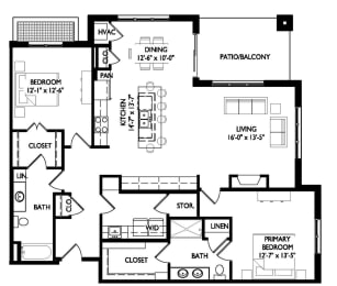 Floor Plan  a floor plan of a house with a combination of bedrooms and a living room