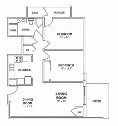 Floor Plan  a floor plan of a house with bedrooms and a living room