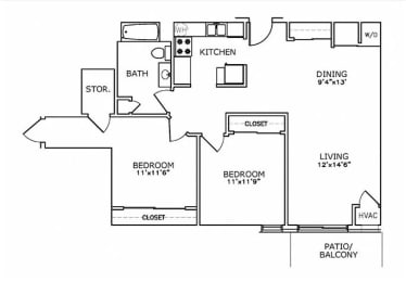 Floor Plan  a schematic floor plan of a house with bedrooms and baths