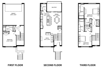 Floor Plan  three floor plan of a house with different views of the floors