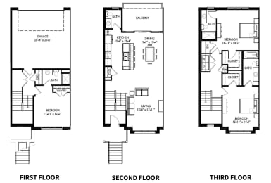 Floor Plan  three floor plan of a house with different bedrooms and baths