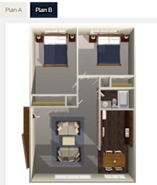 A diagram shows two different floor plans, Plan A and Plan B, for a room with furniture and fixtures.