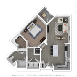 A1G One Bed One Bath Floor Plan at Integra Sunrise Parc, Kissimmee, FL, 34746