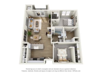 a 3 bedroom floor plan of a 2100 sq ft apartment