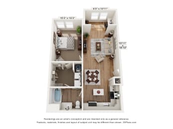 a 1 bedroom floor plan  villa vineyards apartments
