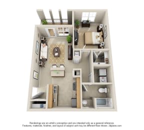 bedroom floor plan at the crossings at white marsh apartments in white marsh, md