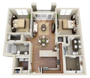a floor plan of a two story apartment with a bedroom and a living room