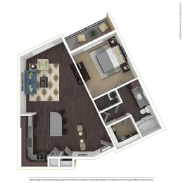 A1E 1BD 1 Bath 827 sqft