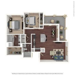 Parc at Mansfield floorplan for the B2A 2 bed 2 bath unit