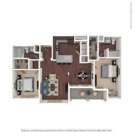 Parc at Mansfield floorplan for the B2B 2 bed 2 bath unit