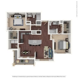 Parc at Mansfield floorplan for the B2C 2 bed 2 bath unit