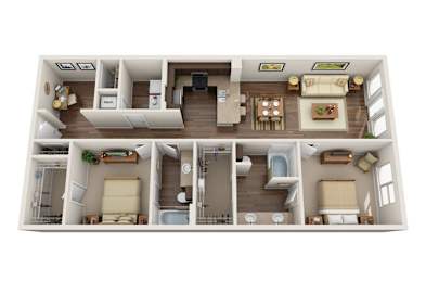 a 3d drawing of the floor plan of a house