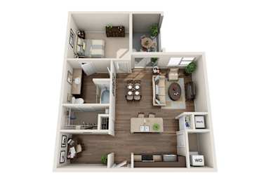 a 2 bedroom192 sq ft floor plan