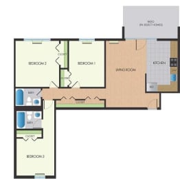  Floor Plan Three Bedrooms