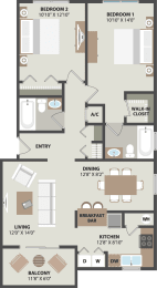 Woodhaven Two Bedroom B2A Floorplan