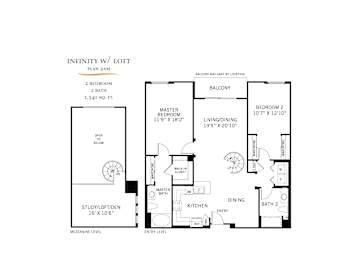 Infinity with loft floor plan 2am two bedroom layout at 360 Luxury Apartments, California, 92122