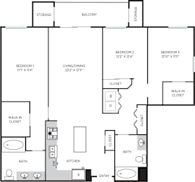 Reserve 3B floor plan at Casa Mira View Apartments, California 92126