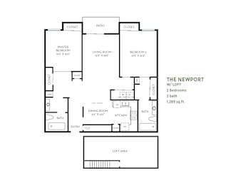 Two bedroom 2 bathroom floorplan with loft at Costa Verde Village Apartments, San Diego, California