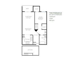 1 bed 1 bath floorplan with loft at Costa Verde Village Apartments, San Diego