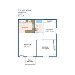 Catalina Floor Plan at La Jolla Canyon Apartments, San Diego, 92121