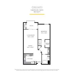 Chianti Floor Plan at La Jolla Crossroads Apartments, California