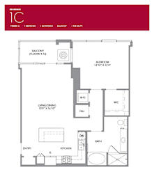 1C Floor Plan at LUX by Garden*, California