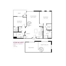 2 bedroom two bathroom floorplan with mezzanine at Metropolis Apartments, IRVINE, CA