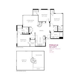 3 bed two bath floorplan with loft at Metropolis Apartments, IRVINE, 92614