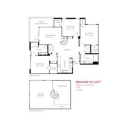 Three bedroom 2 bath floorplan with mezzanine at Metropolis Apartments, IRVINE, California