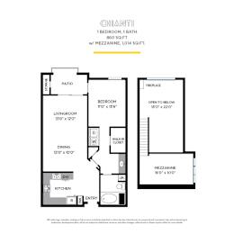 Chianti with Mezzanine Floor Plan at La Jolla Crossroads Apartments, San Diego, CA