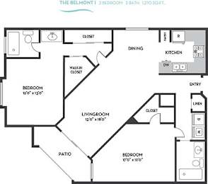 Belmont I Floor Plan at La Regencia Apartments, San Diego, CA