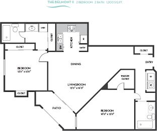 Belmont II Floor Plan at La Regencia Apartments, California