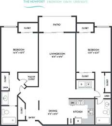 Newport Floor Plan at La Regencia Apartments, California, 92122