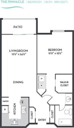 Pinnacle Floor Plan at La Regencia Apartments, San Diego, CA, 92122