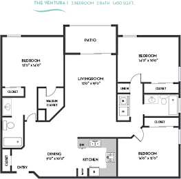 Ventura I Floor Plan at La Regencia Apartments, San Diego, CA, 92122