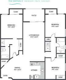 Ventura II Floor Plan at La Regencia Apartments, California