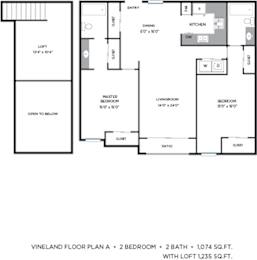 2 Bed Floorplan at Vineland Gardens, Studio City, 91602