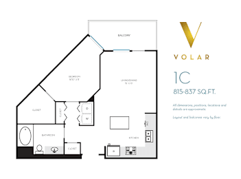 1C Floor Plan at Volar Apartments, Irvine California