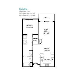 Catalina Floor Plan at Towers at Costa Verde Apartments, San Diego, California