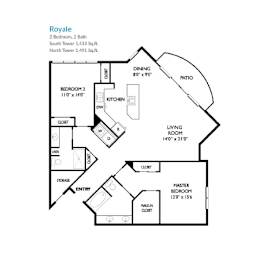 Royale Floor Plan at Towers at Costa Verde Apartments, San Diego, California