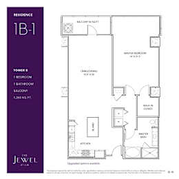 1B-1 Floor Plan at LUX by Garden*, San Diego, CA, 92122