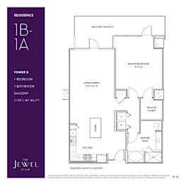 1B-1 Floor Plan at LUX by Garden*, San Diego, CA