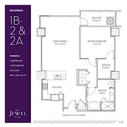 1B-2 Floor Plan at LUX by Garden*, San Diego, 92122