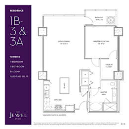 1B-3 Floor Plan at LUX by Garden*, San Diego, California